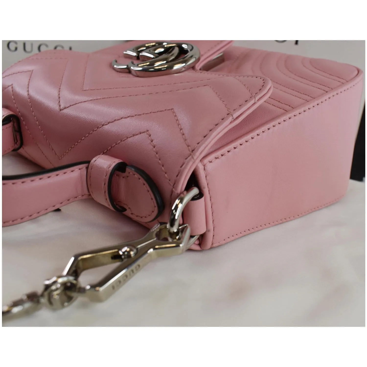 GUCCI GG Marmont Mini Top Handle Shoulder Bag Pastel Pink 547260