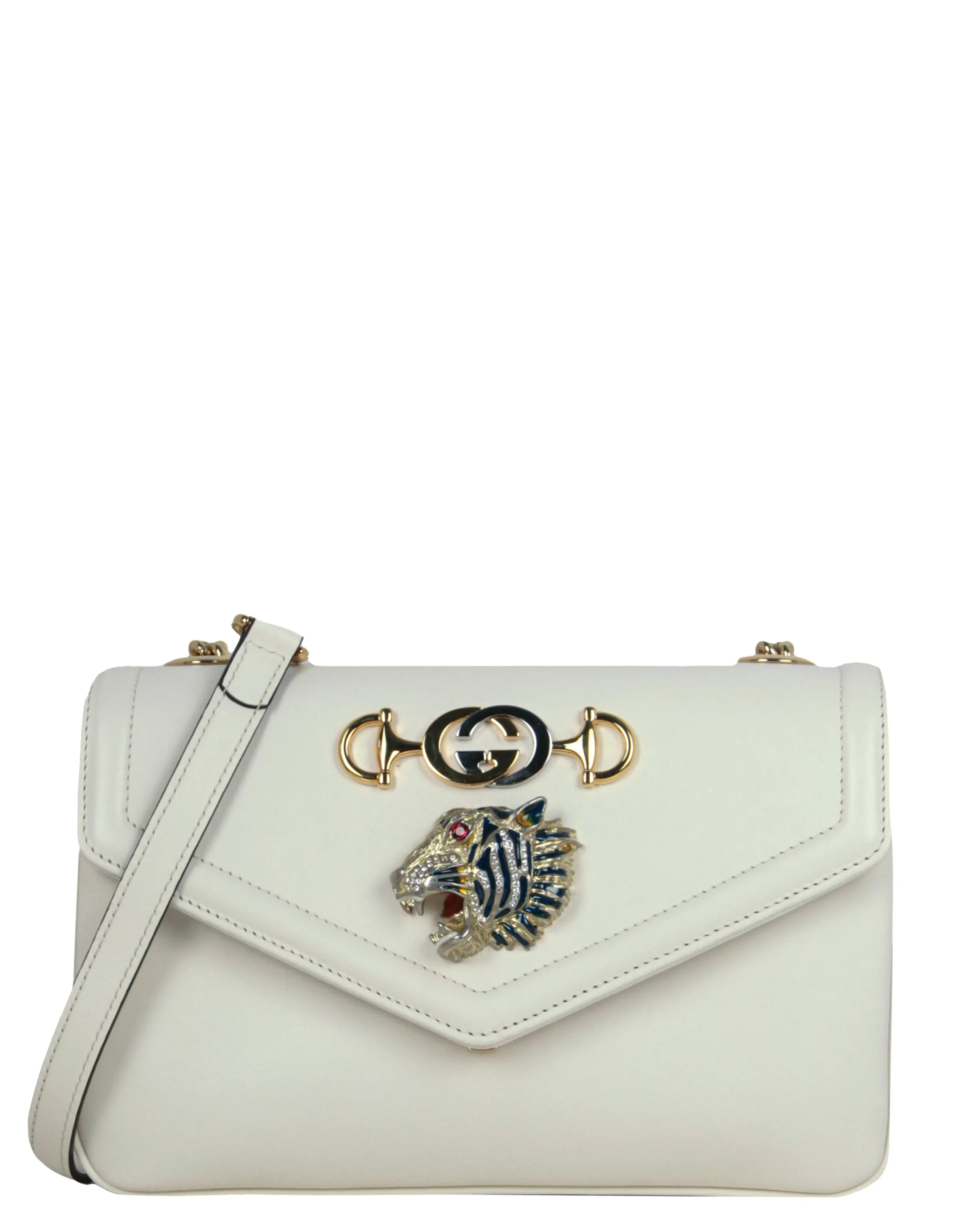 Gucci Ivory Leather Medium Rajah Shoulder/Crossbody Bag