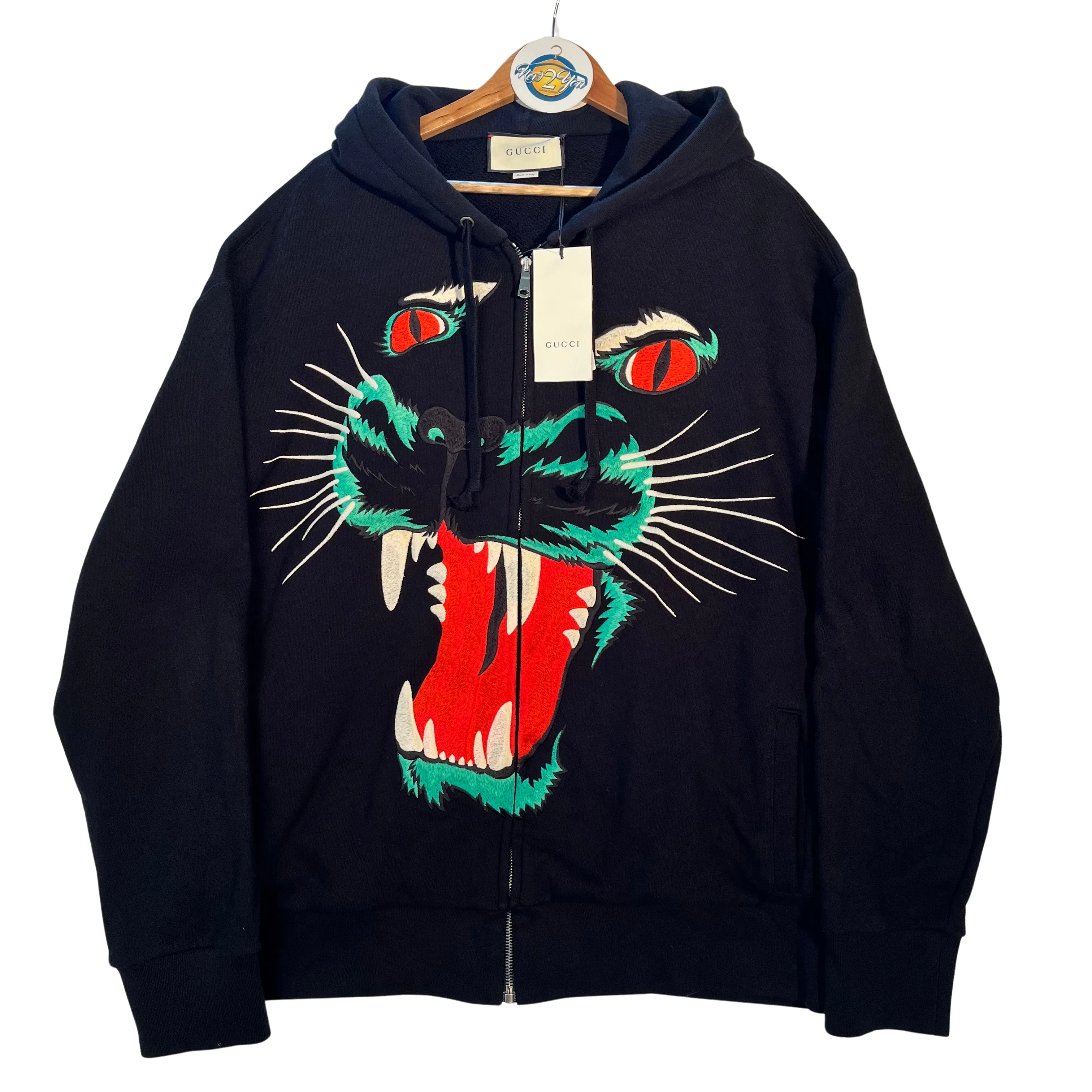Gucci Men's Black Panther Felted Sweater