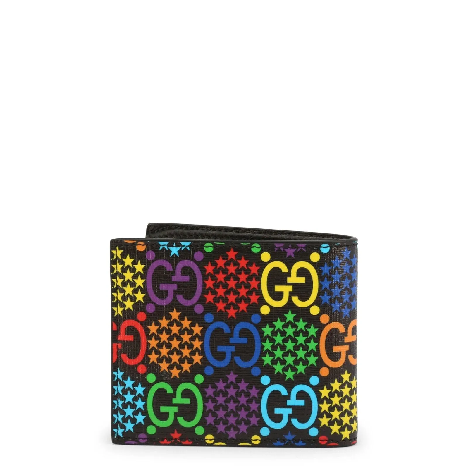 Gucci Multicolor Psychedelic Wallet Fold GG Italy Leather Card Case Black New