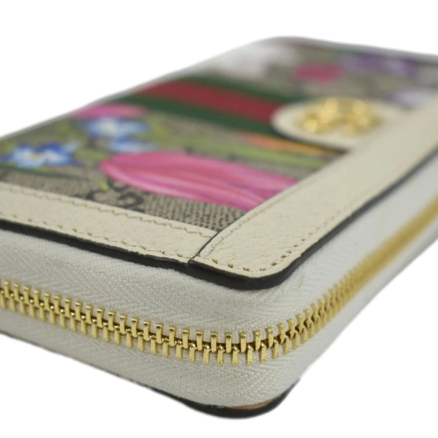GUCCI Ophidia Flora Web GG Continental Supreme Canvas Wallet Beige 523154