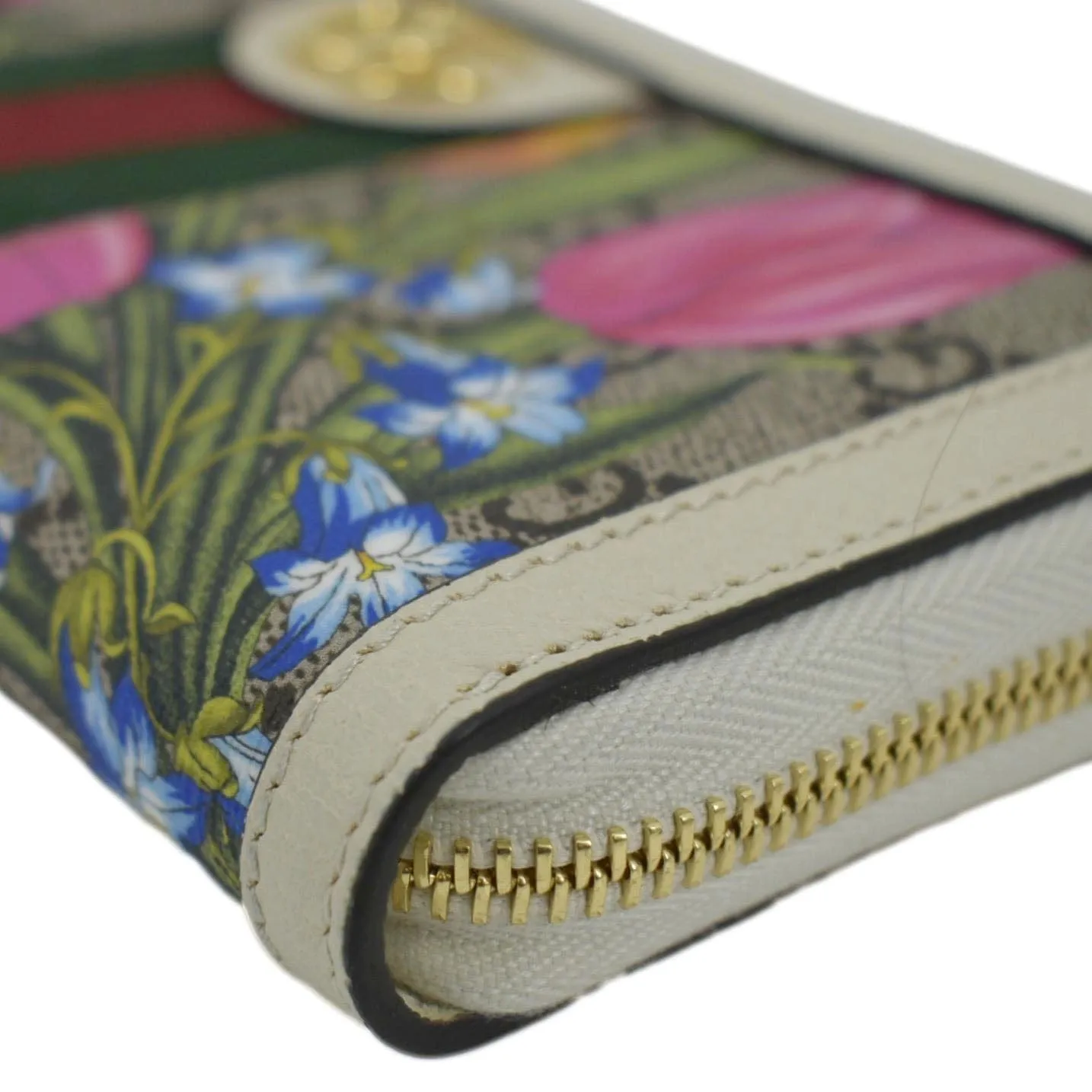 GUCCI Ophidia Flora Web GG Continental Supreme Canvas Wallet Beige 523154
