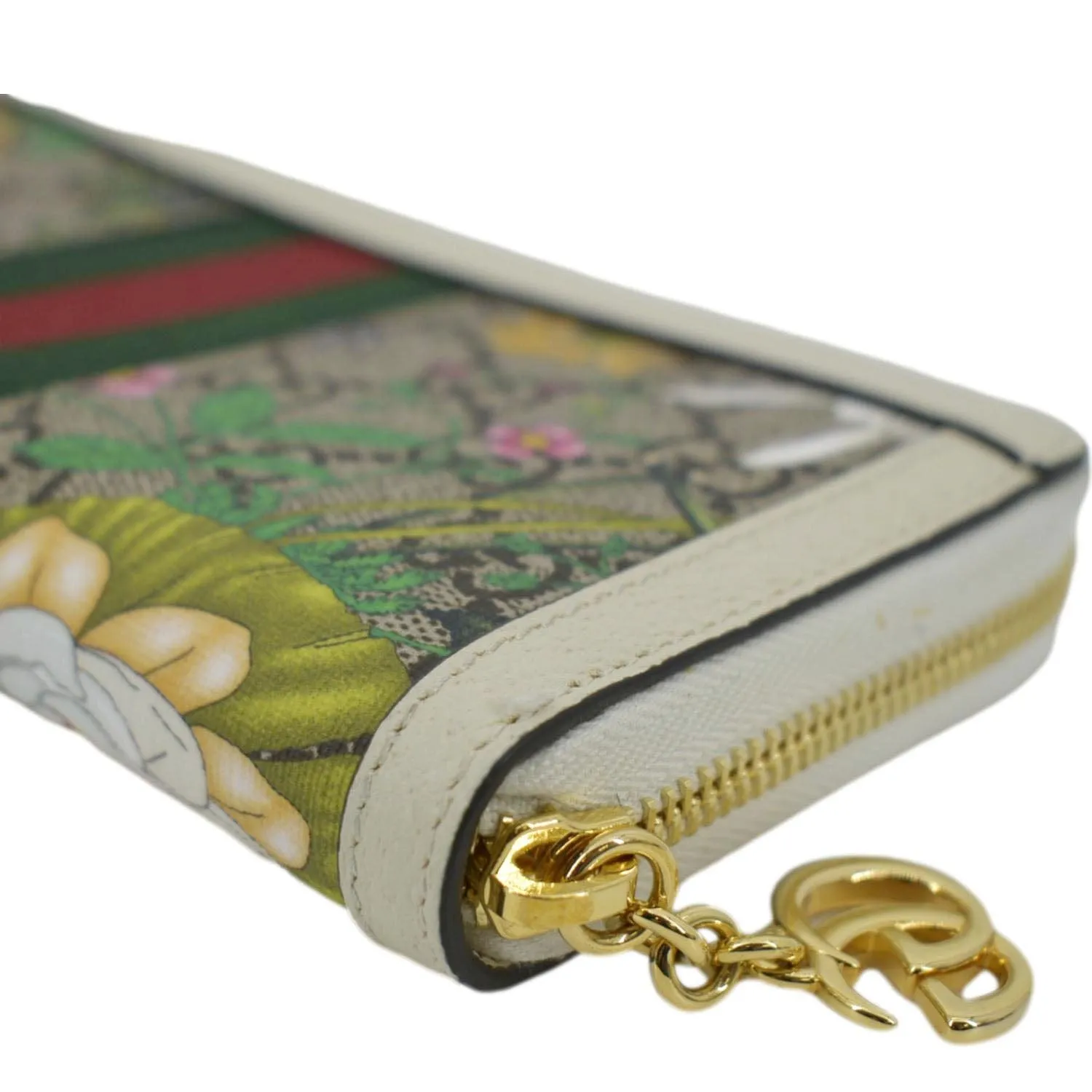 GUCCI Ophidia Flora Web GG Continental Supreme Canvas Wallet Beige 523154