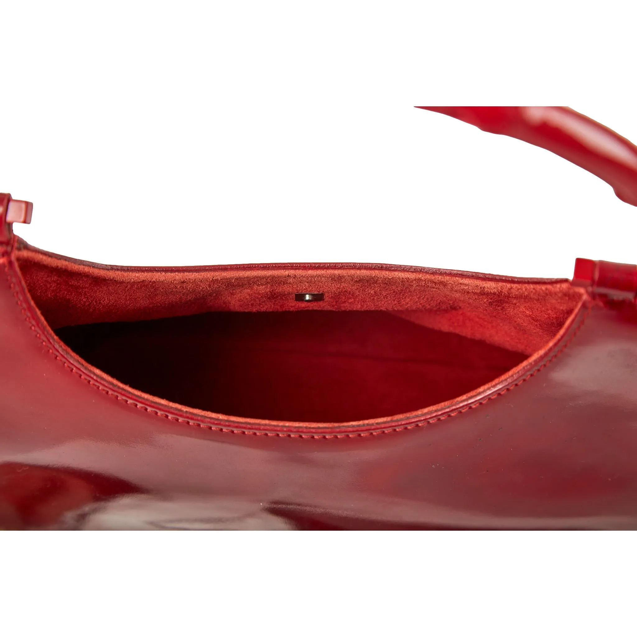 Gucci Red Bamboo Patent Top Handle Bag