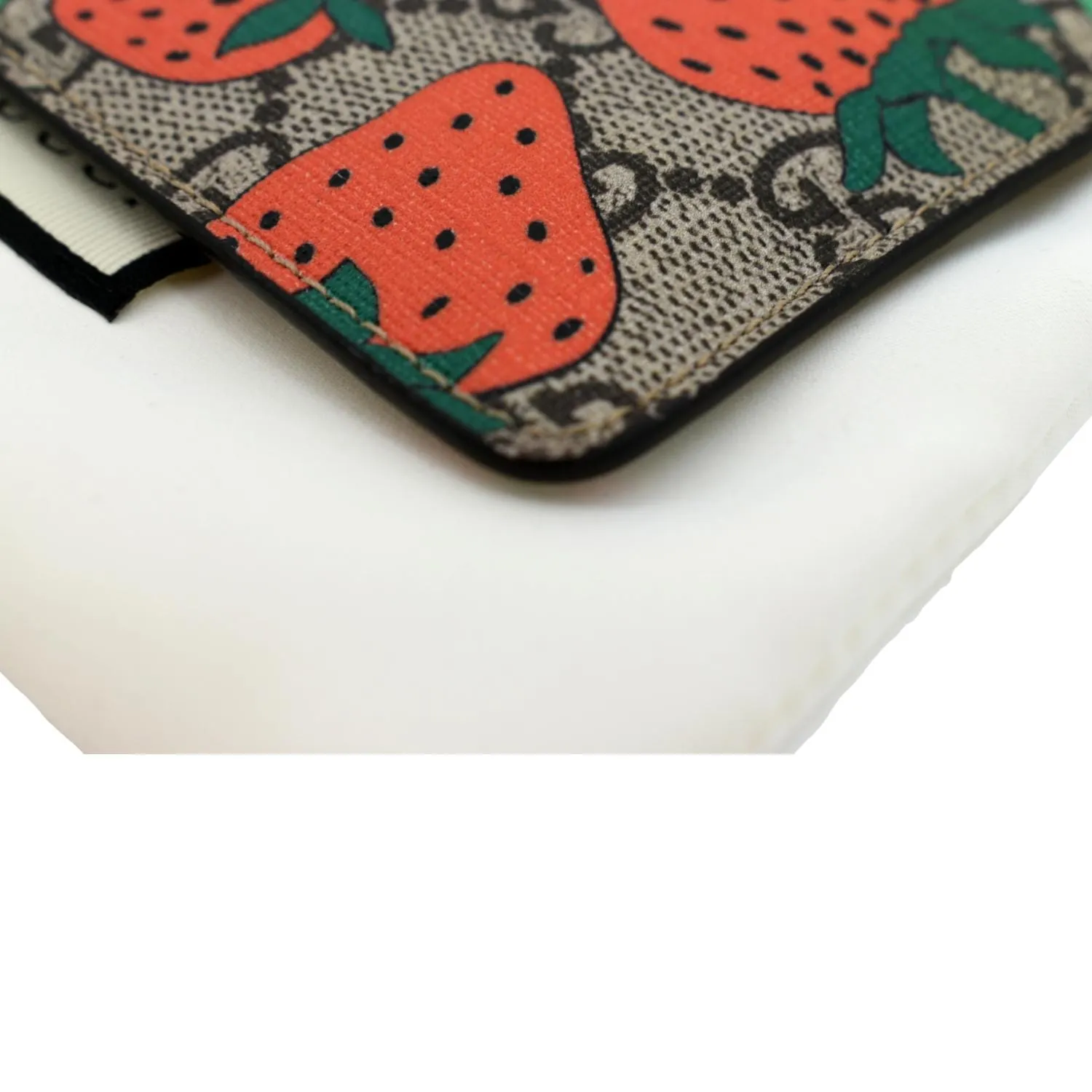 GUCCI Strawberry Printed Monogram Canvas Key Case Multicolor 573841