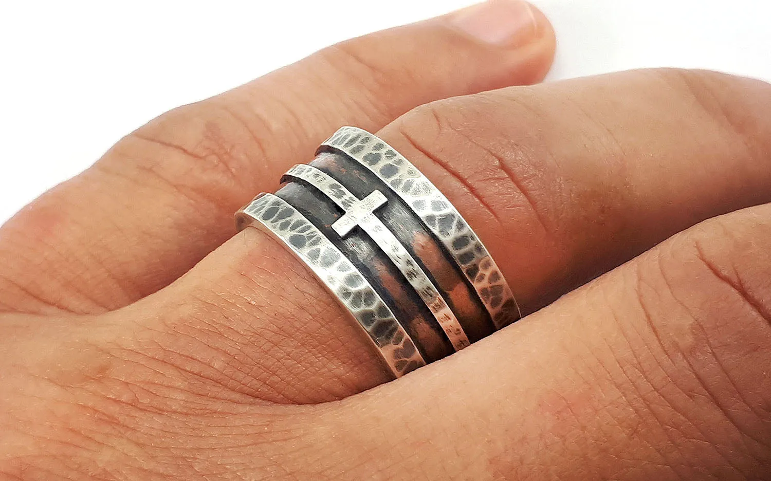 Handmade christian wedding band