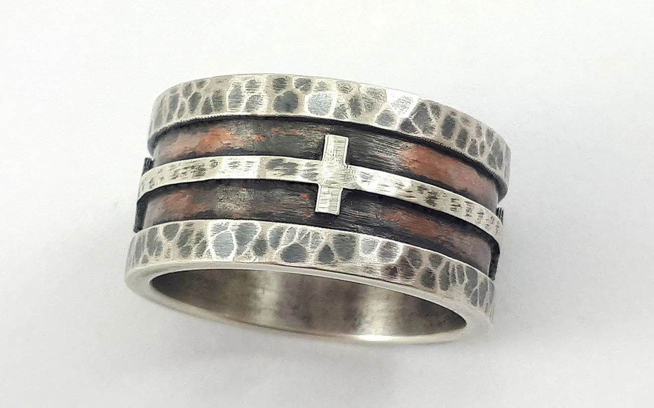 Handmade christian wedding band