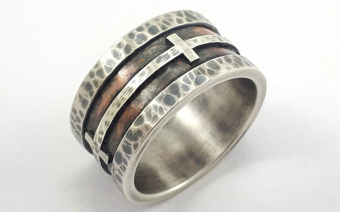 Handmade christian wedding band