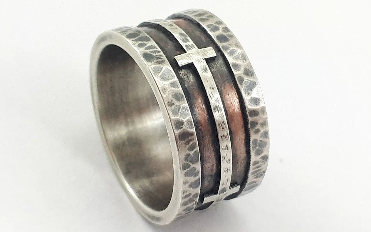 Handmade christian wedding band