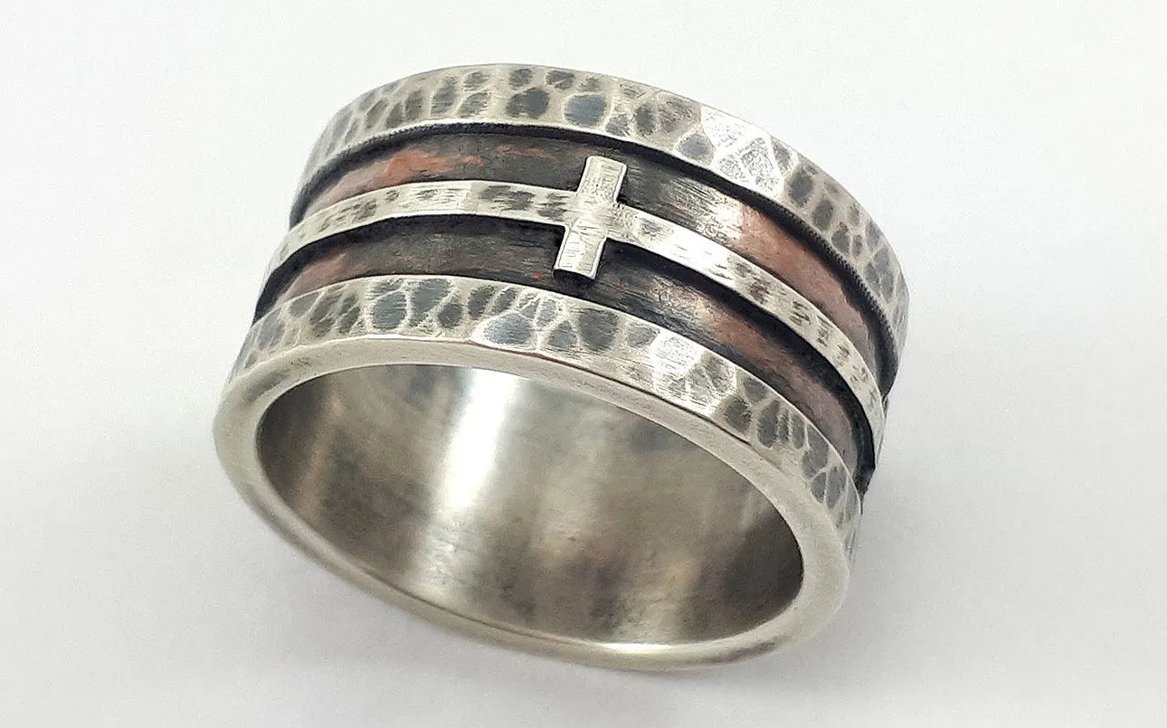Handmade christian wedding band