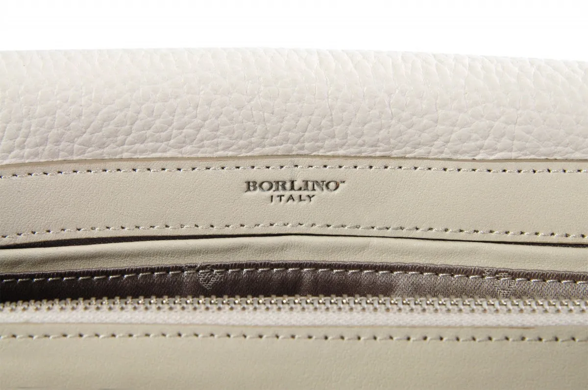 Handmade Italian Leather Clutch - Rimini - Luna White