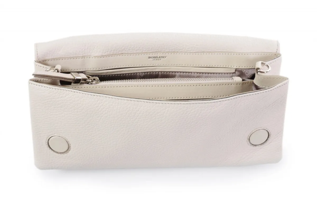 Handmade Italian Leather Clutch - Rimini - Luna White