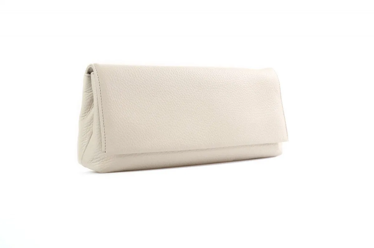 Handmade Italian Leather Clutch - Rimini - Luna White