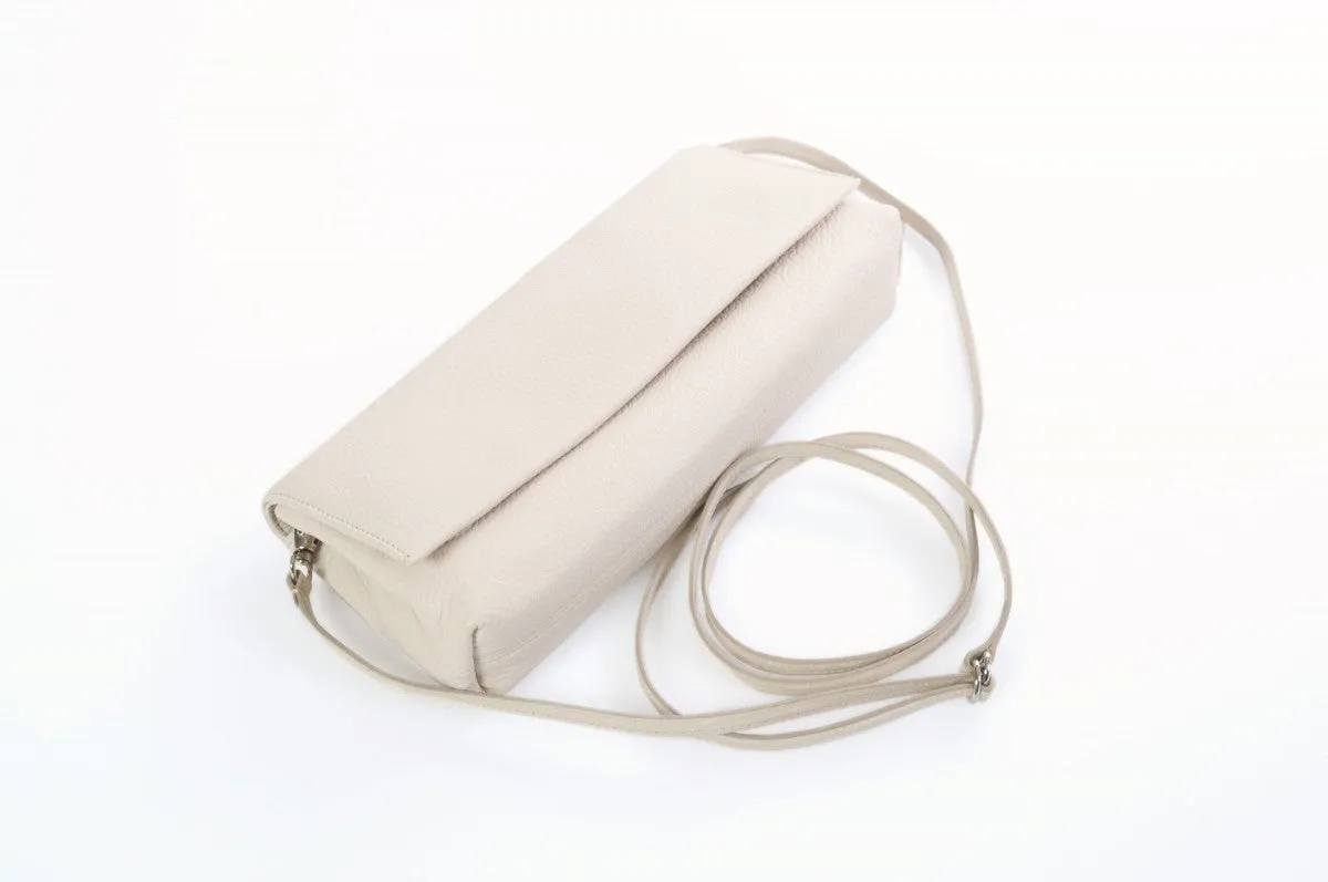 Handmade Italian Leather Clutch - Rimini - Luna White
