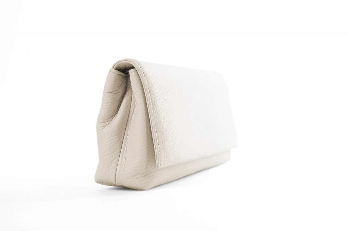 Handmade Italian Leather Clutch - Rimini - Luna White