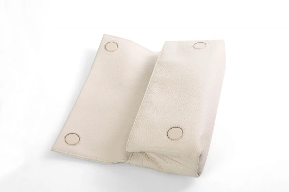 Handmade Italian Leather Clutch - Rimini - Luna White