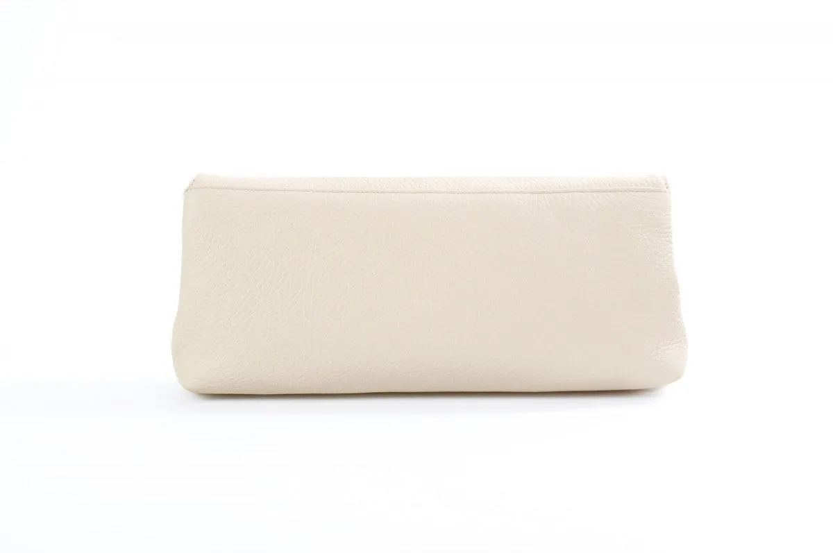 Handmade Italian Leather Clutch - Rimini - Luna White