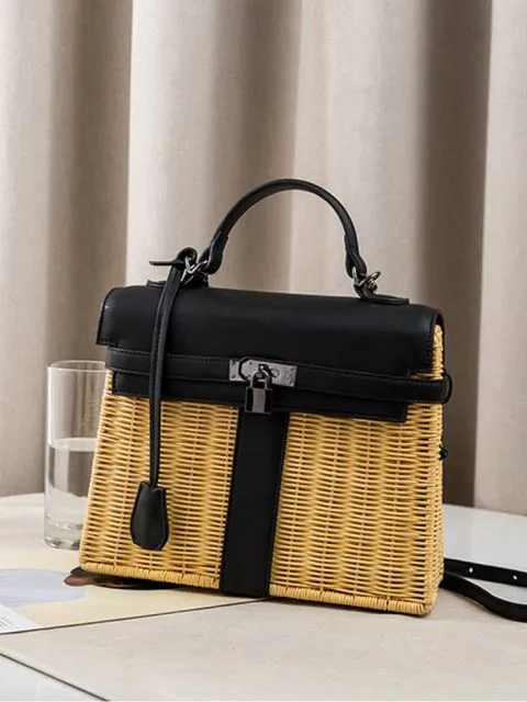 Handmade Rattan Straw Crossbody Bag