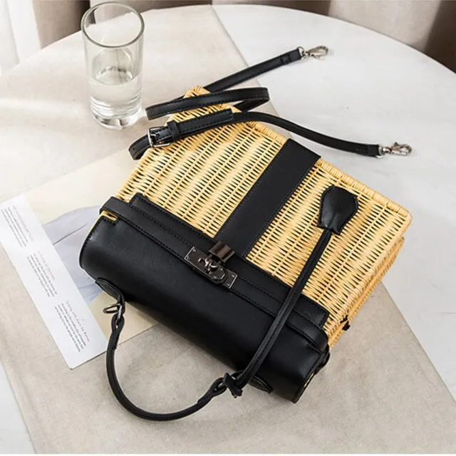 Handmade Rattan Straw Crossbody Bag