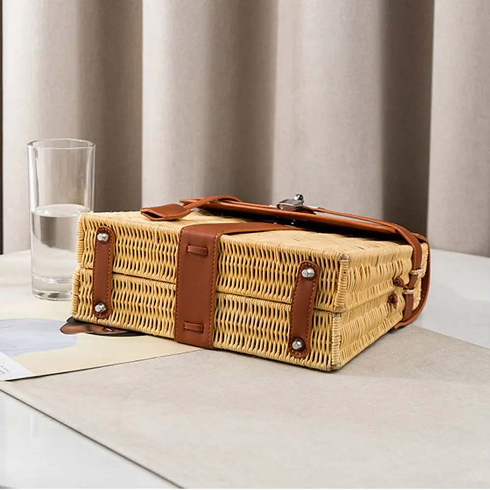 Handmade Rattan Straw Crossbody Bag