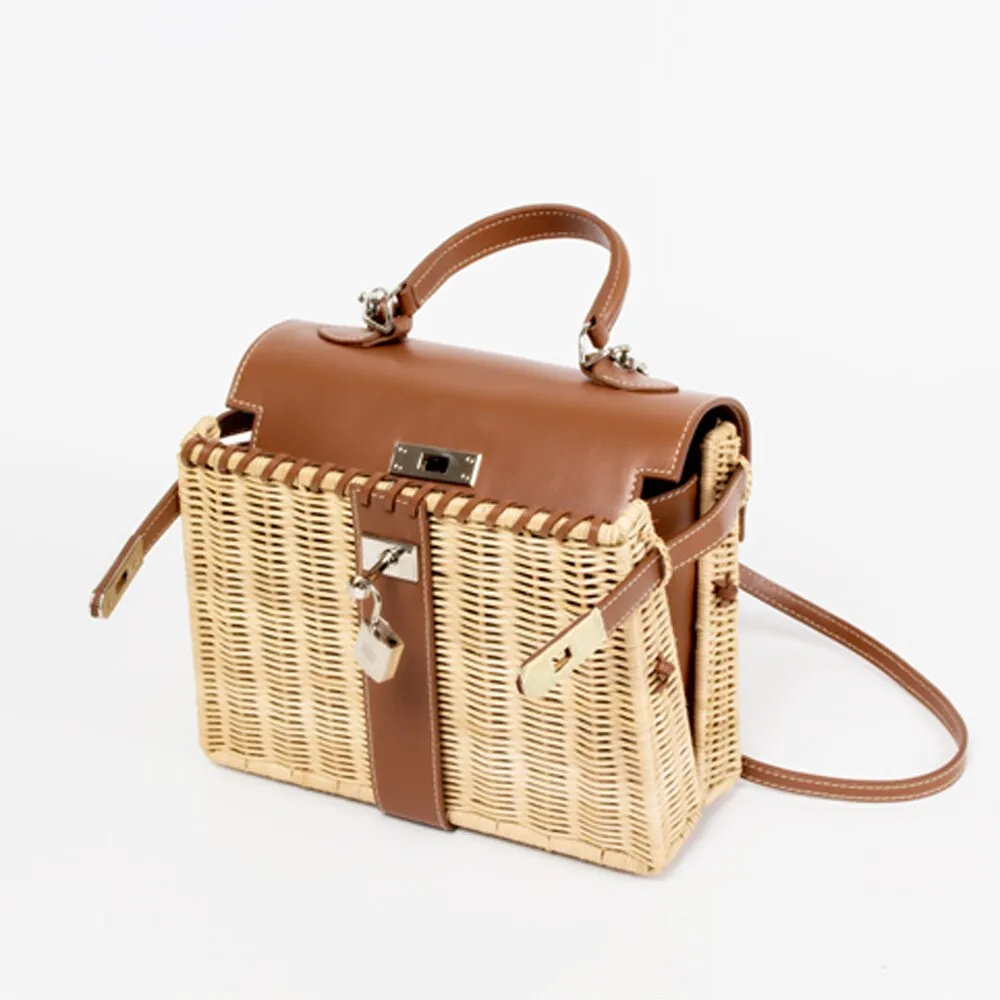 Handmade Rattan Straw Crossbody Bag
