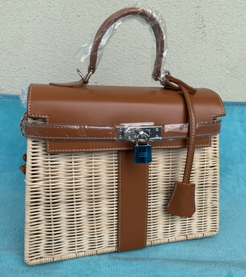 Handmade Rattan Straw Crossbody Bag