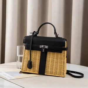 Handmade Rattan Straw Crossbody Bag