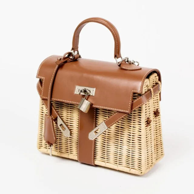 Handmade Rattan Straw Crossbody Bag