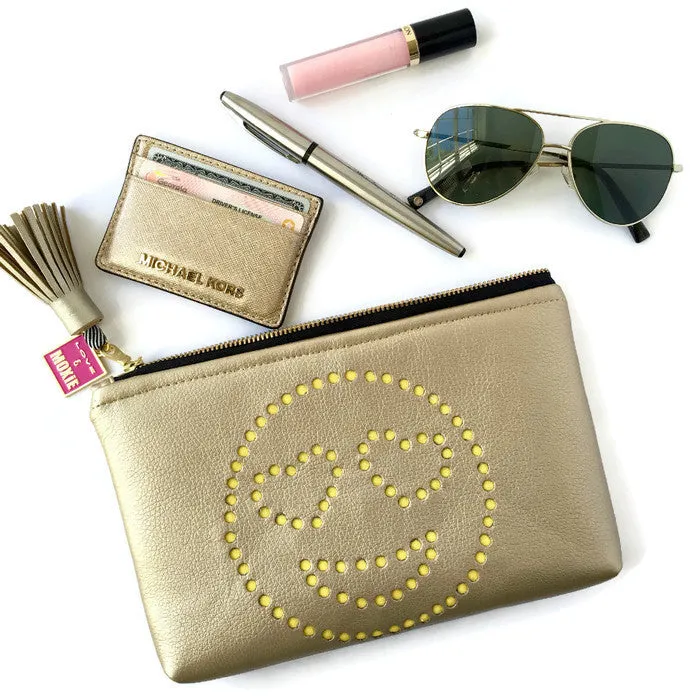 Heart-Eye Emoji Gold & Yellow Clutch