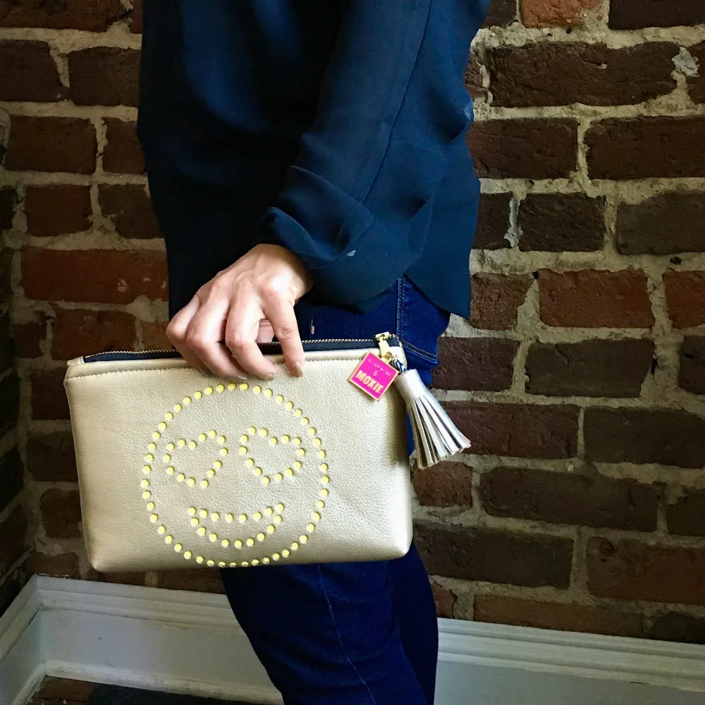 Heart-Eye Emoji Gold & Yellow Clutch