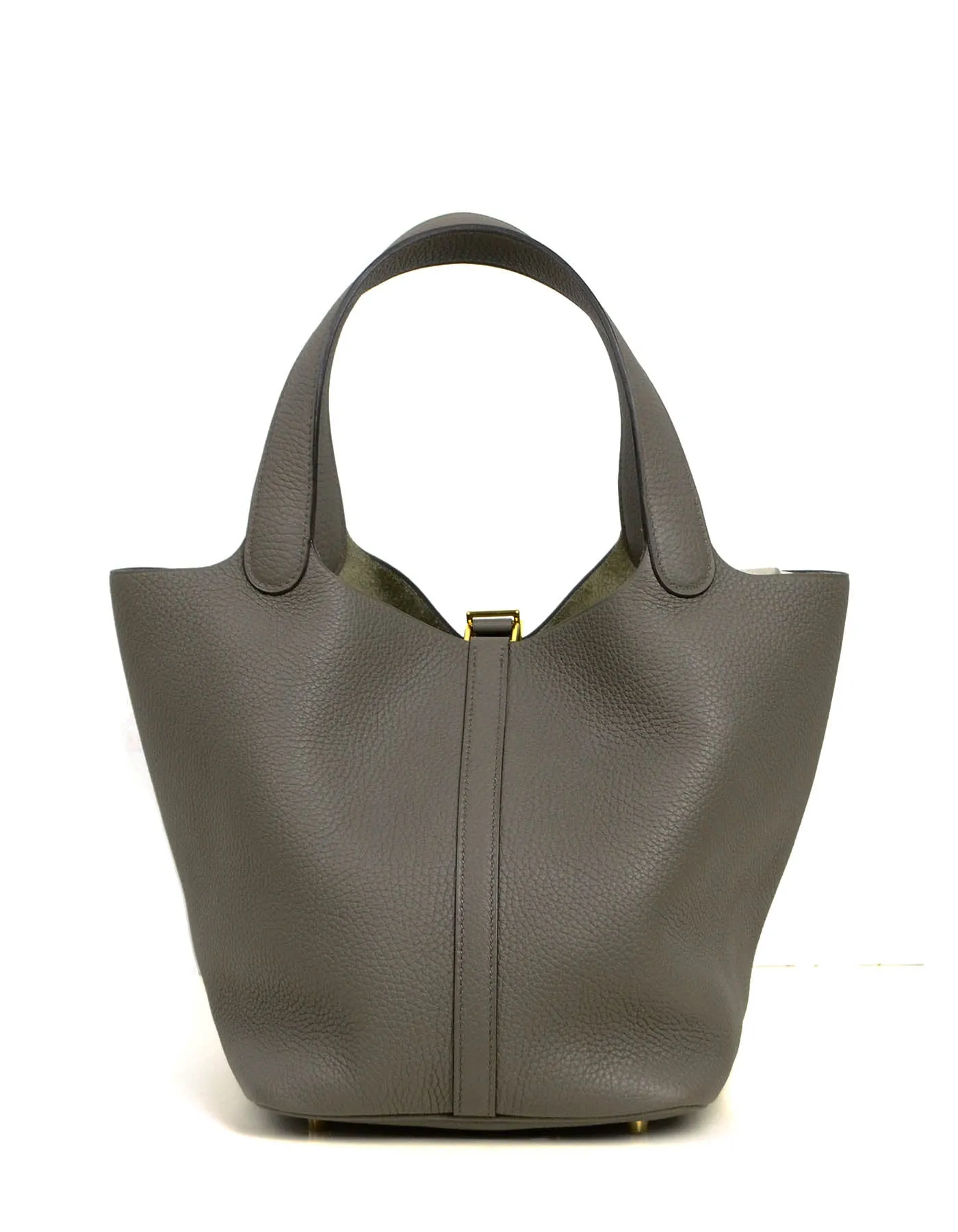 Hermes Etain Taurillon Clemence Leather Picotin Lock 22 Bag