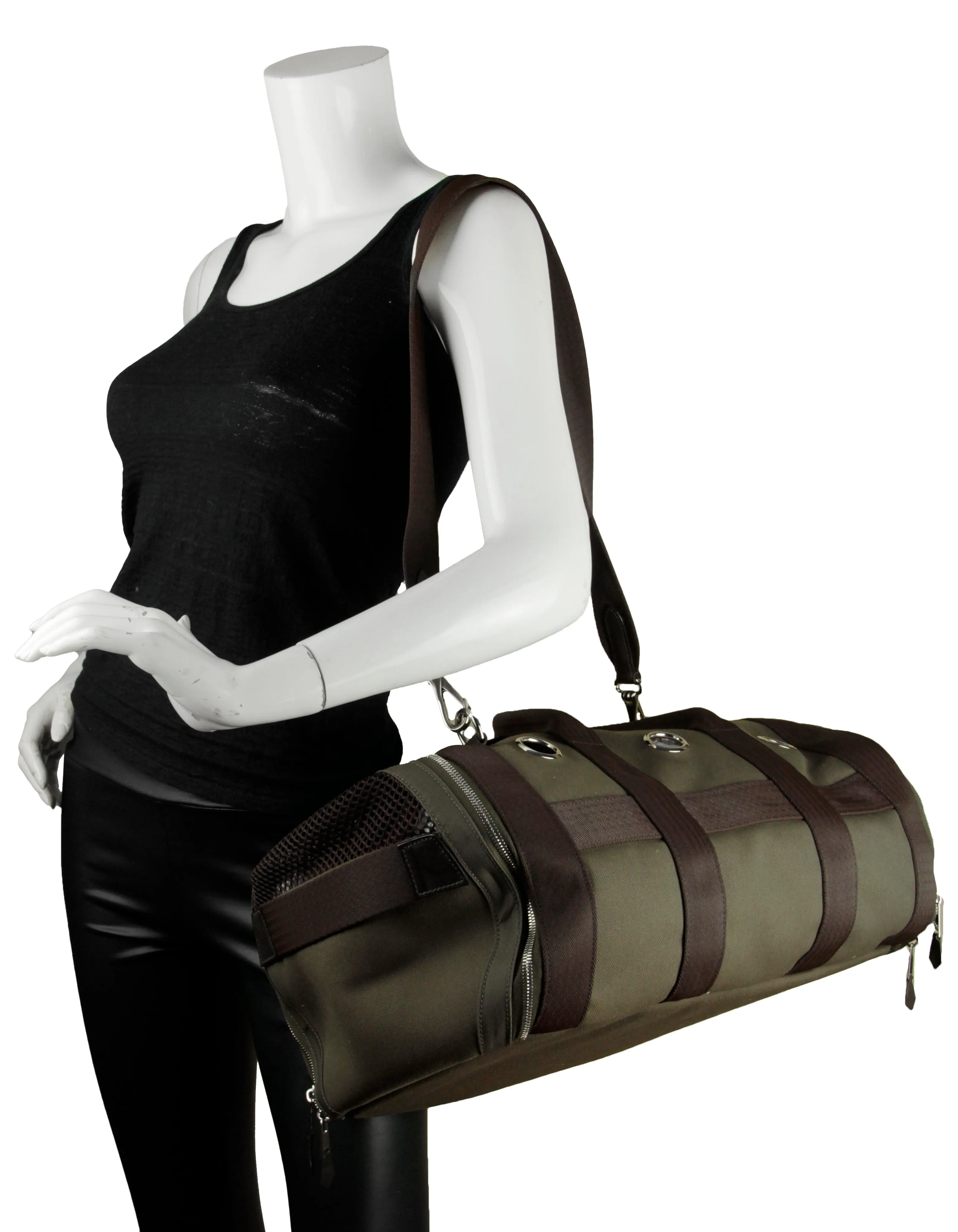 Hermes Kaki / Feu Dog Carrier for Small Dogs