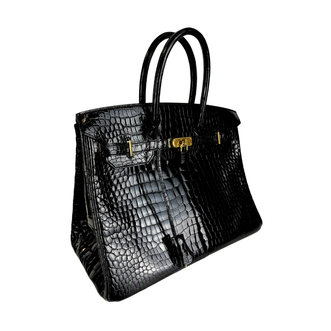 Hermès Shiny Crocodile Porosus Birkin 35 Noir