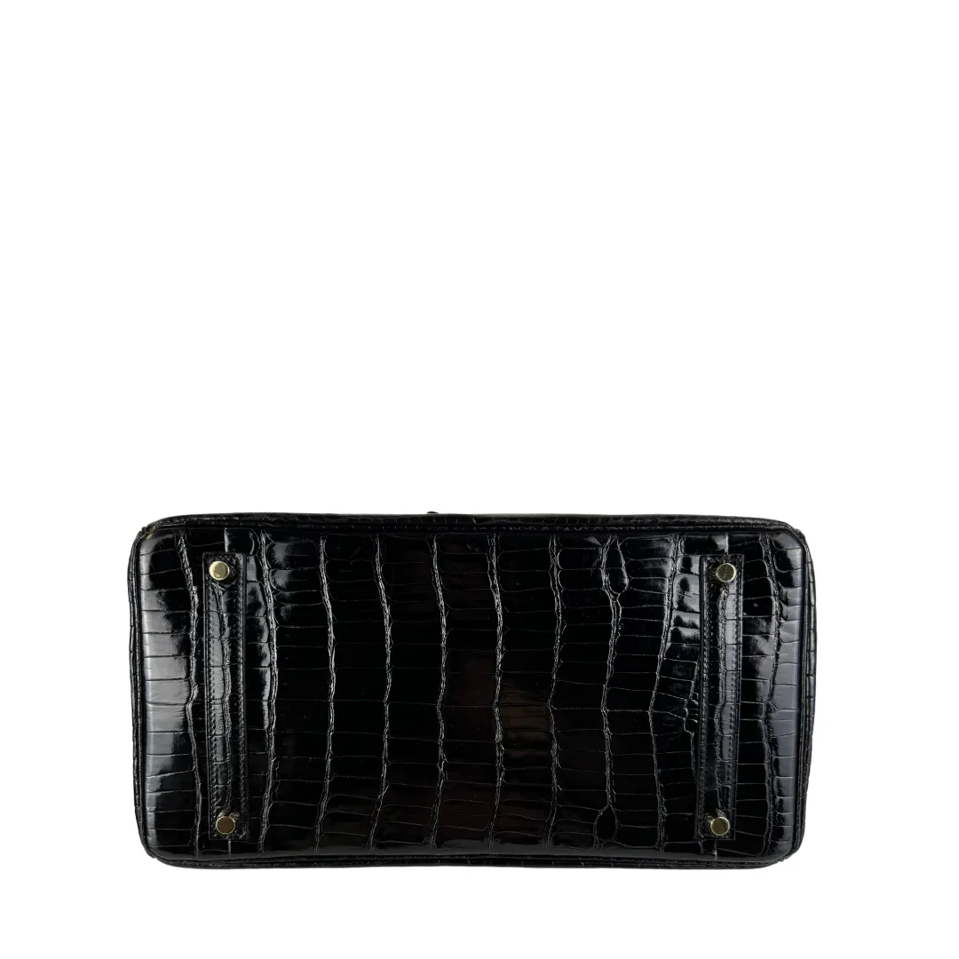 Hermès Shiny Crocodile Porosus Birkin 35 Noir