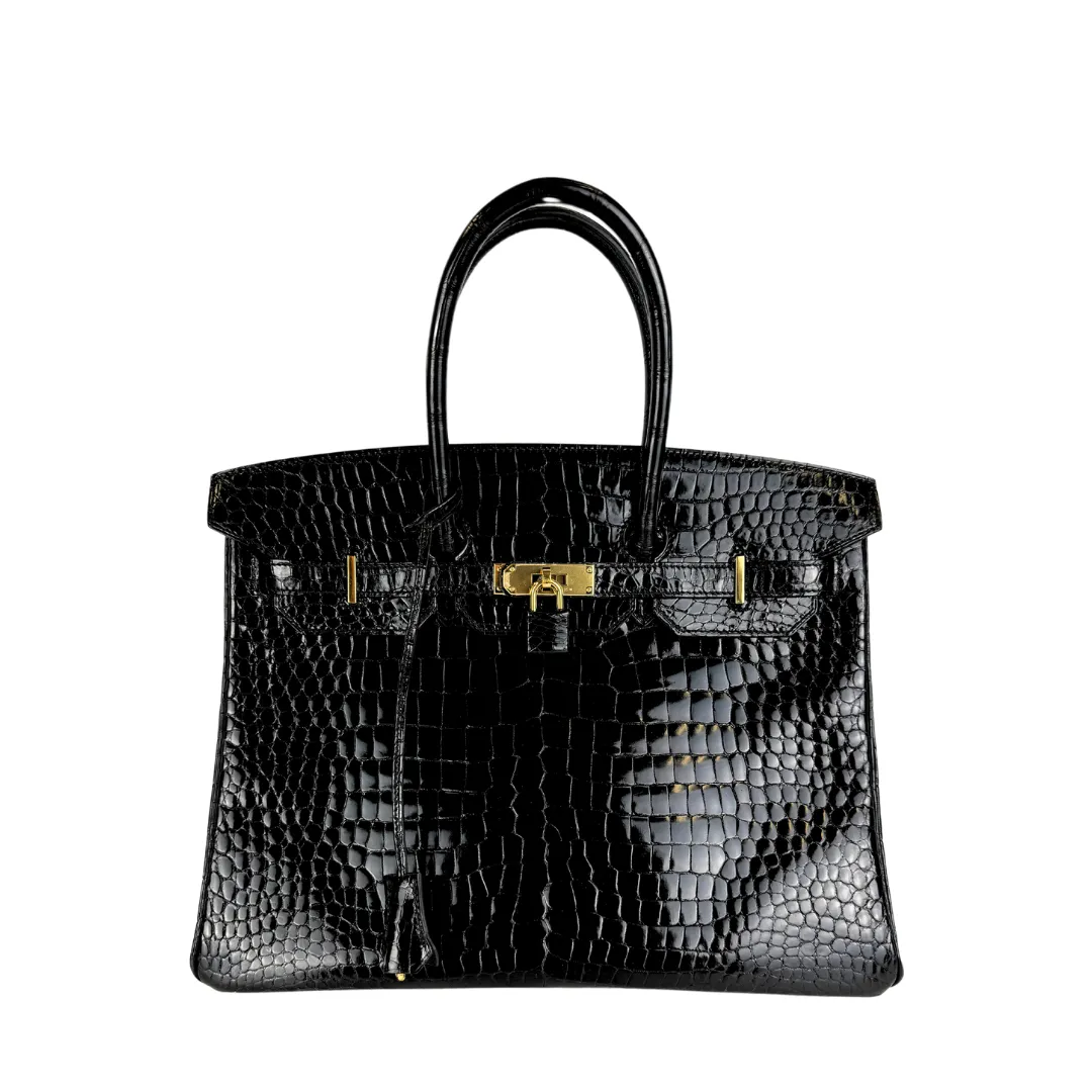 Hermès Shiny Crocodile Porosus Birkin 35 Noir