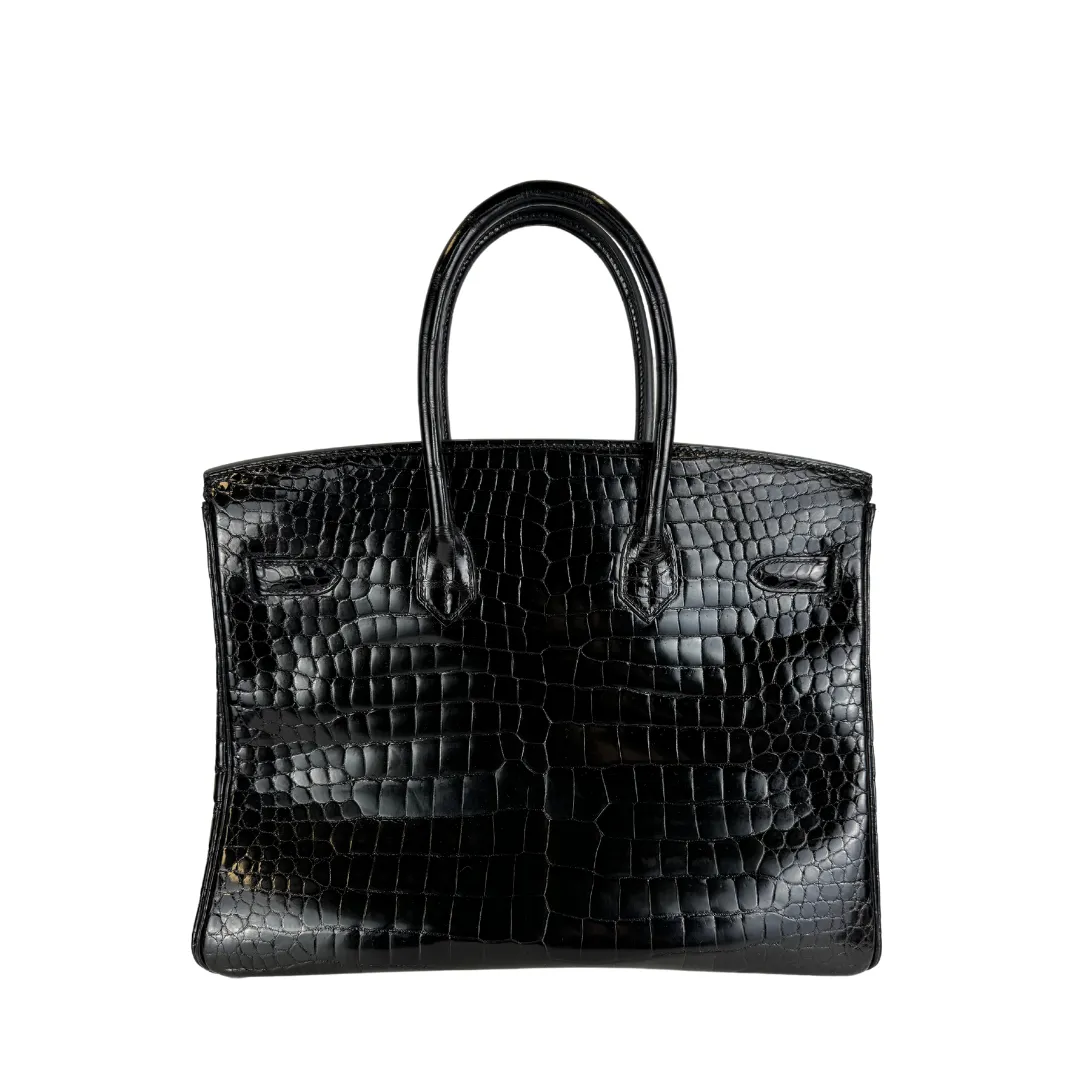 Hermès Shiny Crocodile Porosus Birkin 35 Noir