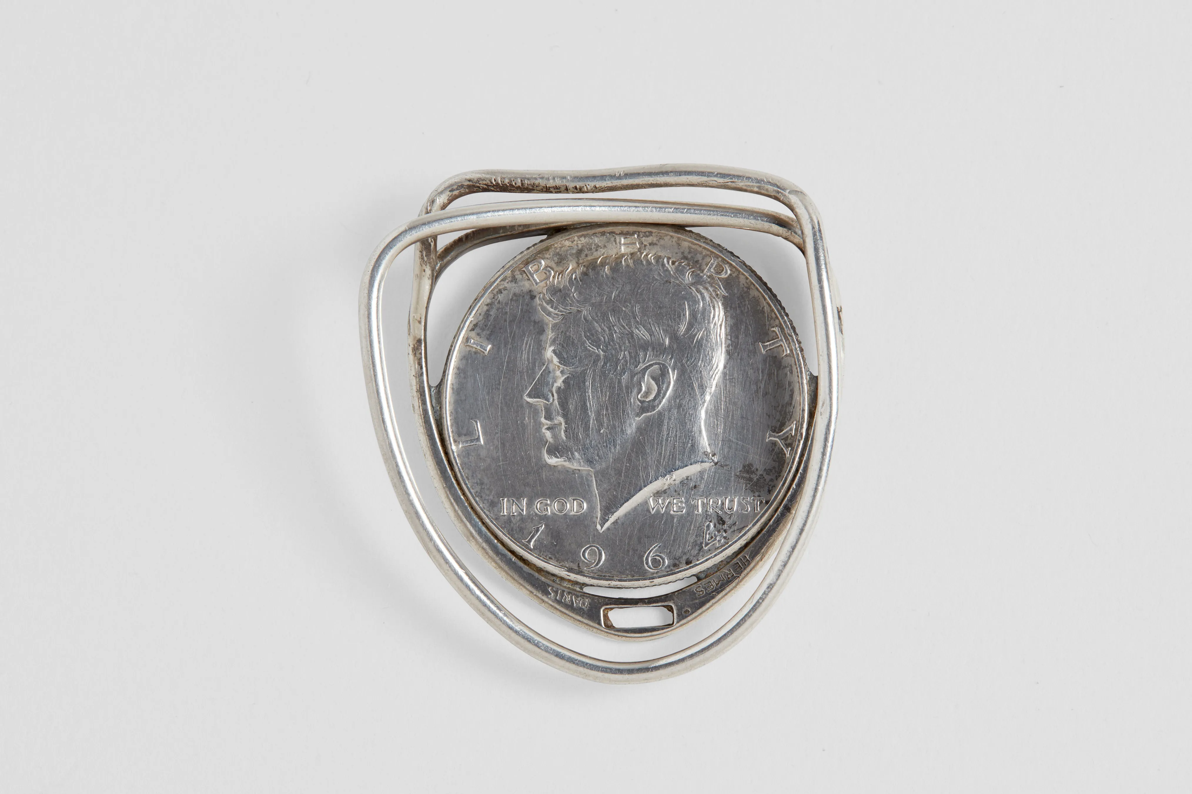 Hermès Sterling Stirrup Money Clip with Kennedy Half Dollar