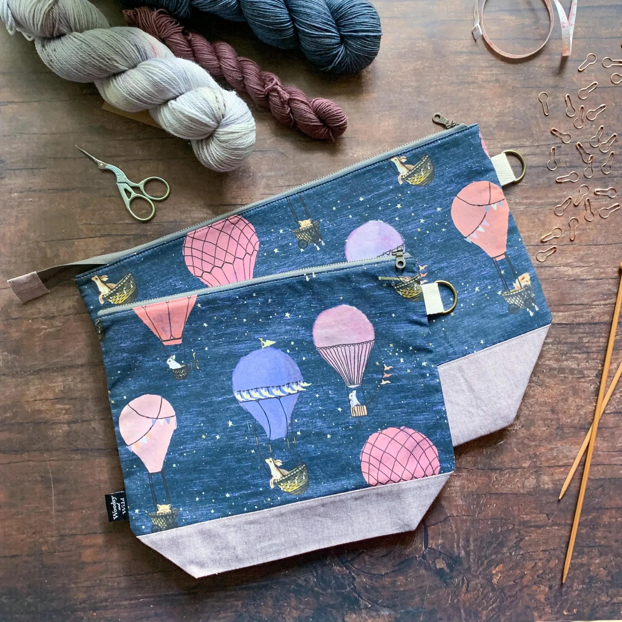 *Hot Air Balloons* Knitting Project Bag- Ready to Ship