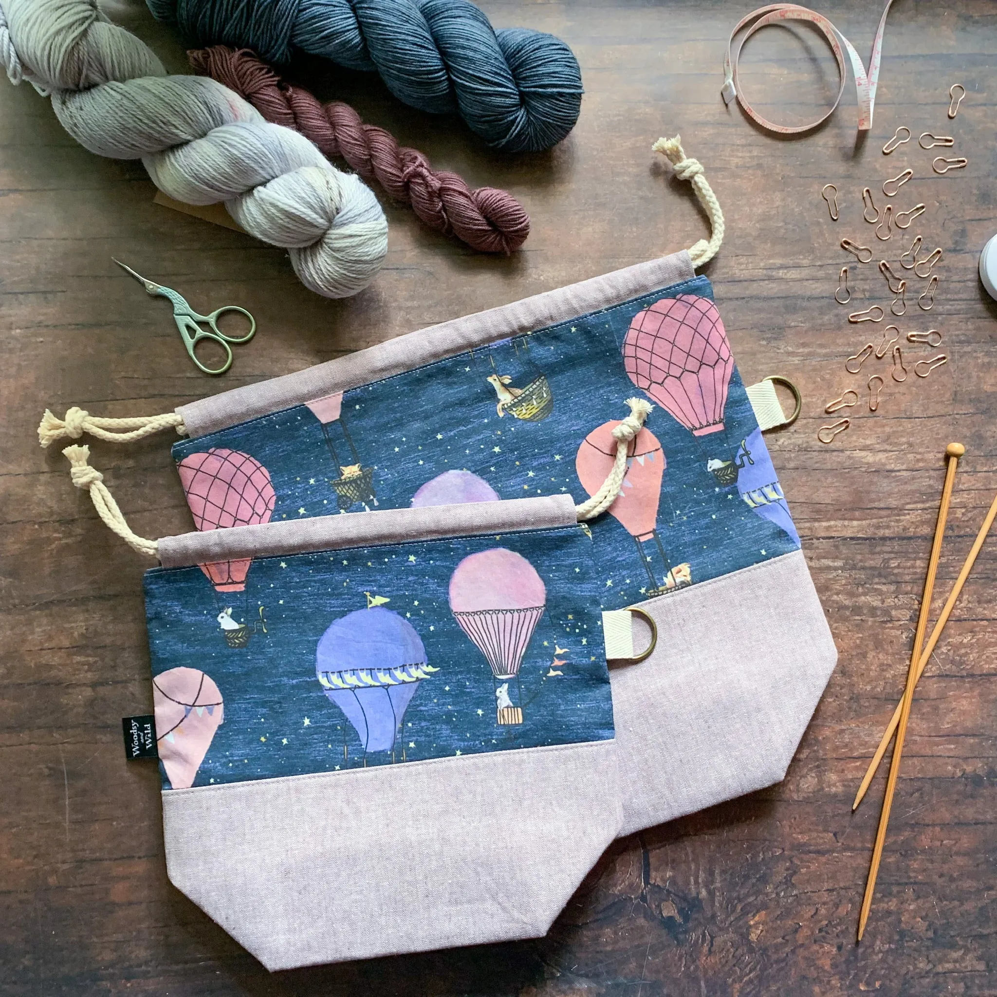 *Hot Air Balloons* Knitting Project Bag- Ready to Ship