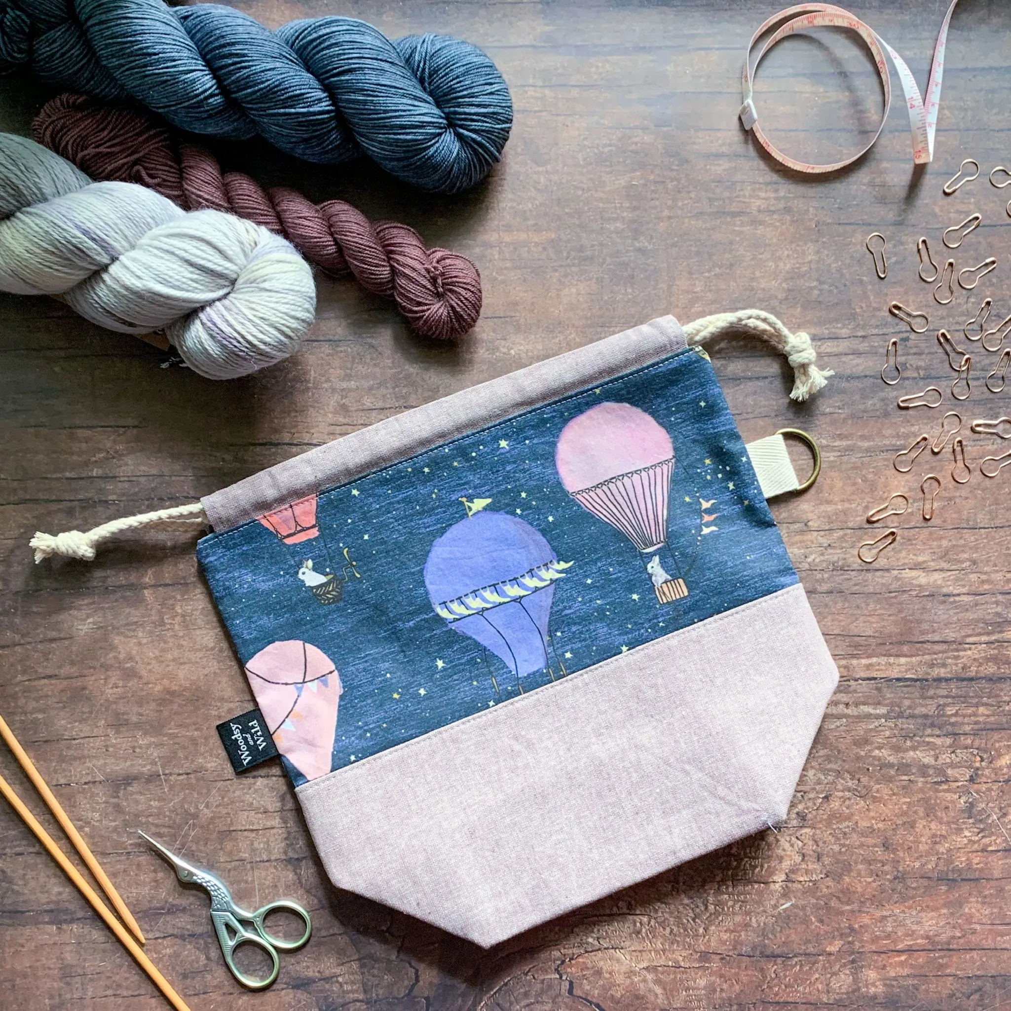*Hot Air Balloons* Knitting Project Bag- Ready to Ship