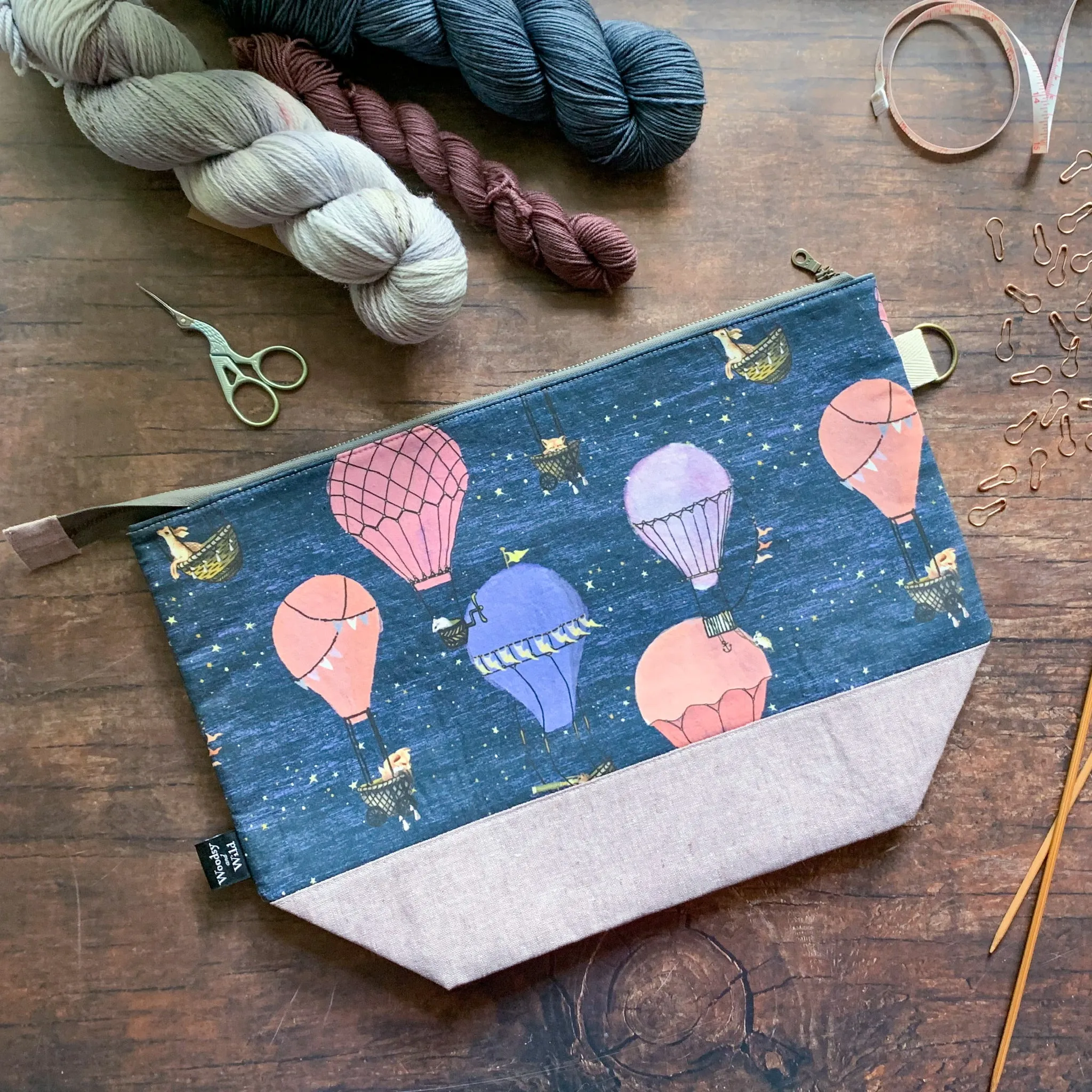 *Hot Air Balloons* Knitting Project Bag- Ready to Ship