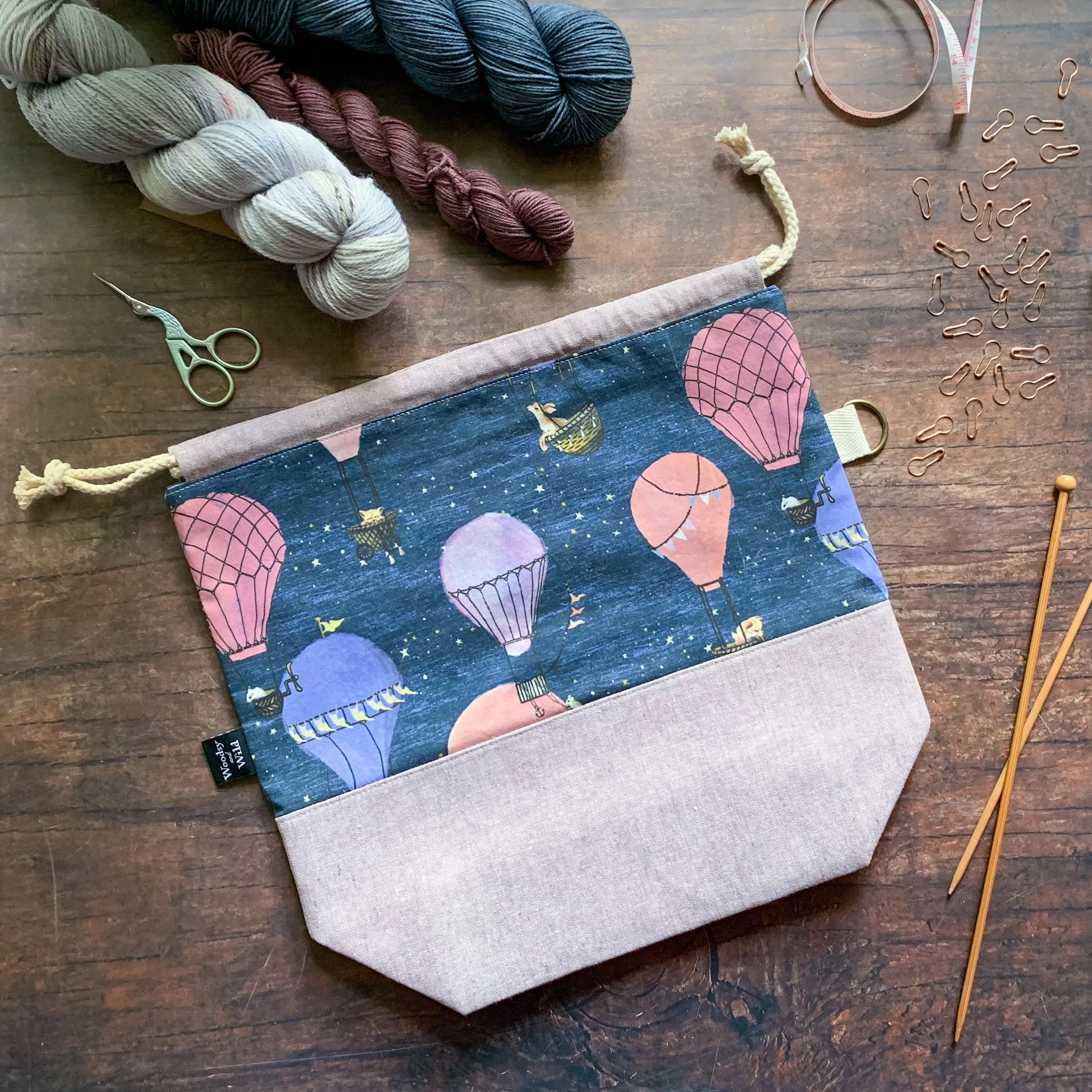 *Hot Air Balloons* Knitting Project Bag- Ready to Ship
