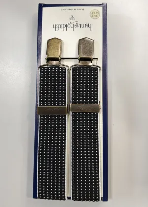 Hunt & Holditch Mini Dot Antique Golden Clips Braces Black White