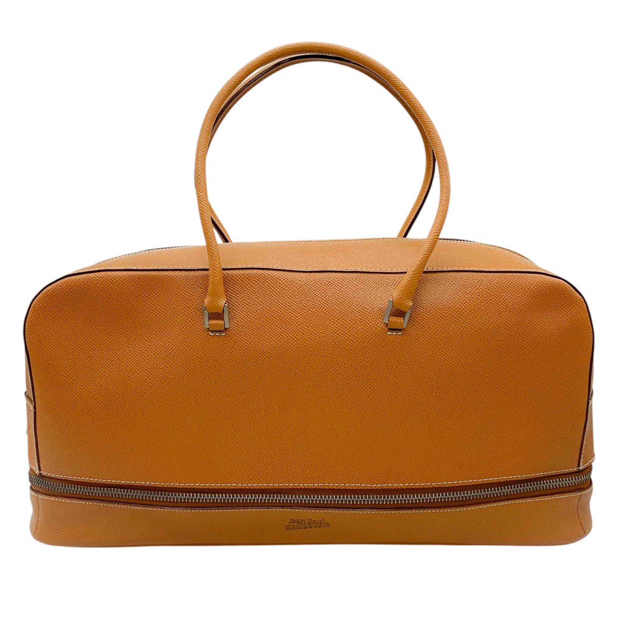 Jean Paul Gaultier Tan Pebbled Leather Double Top Handle Bag