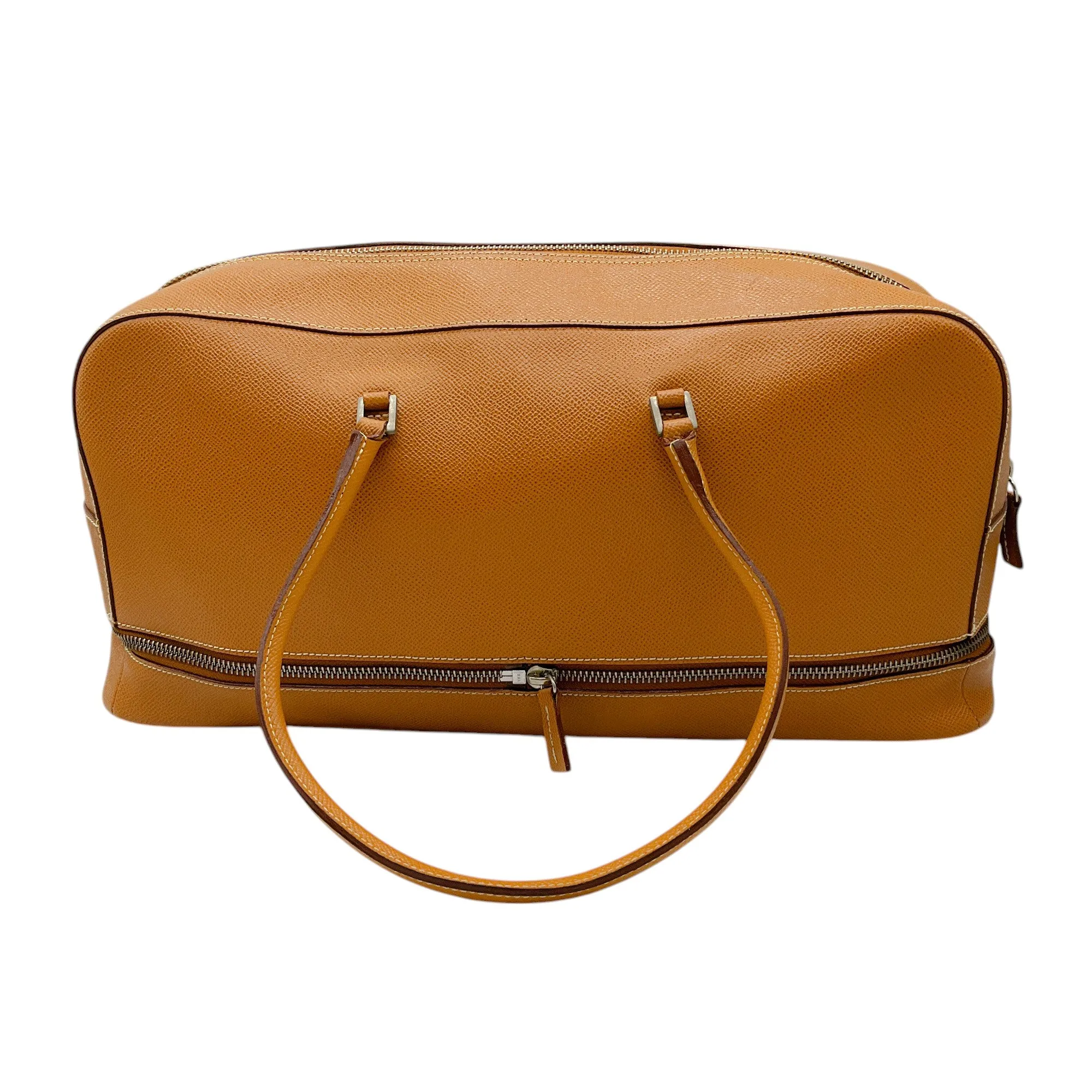 Jean Paul Gaultier Tan Pebbled Leather Double Top Handle Bag
