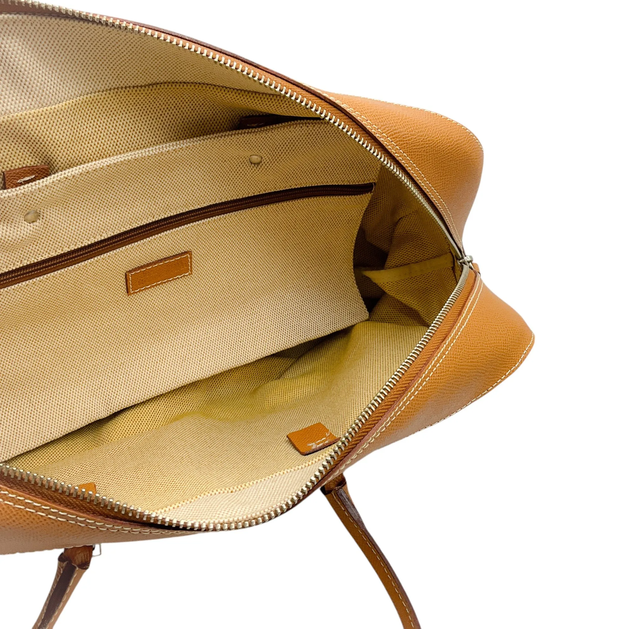 Jean Paul Gaultier Tan Pebbled Leather Double Top Handle Bag