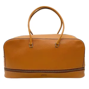 Jean Paul Gaultier Tan Pebbled Leather Double Top Handle Bag