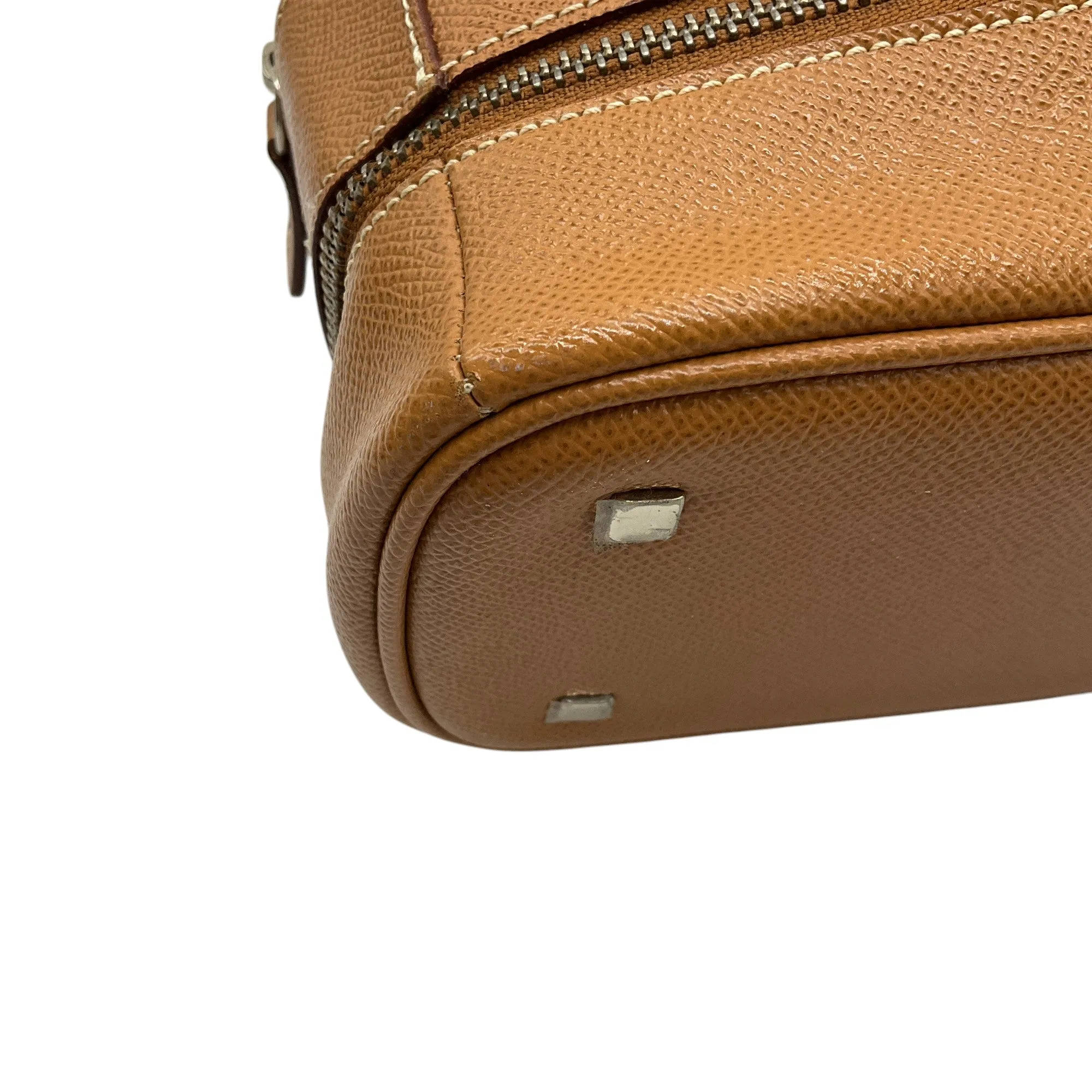 Jean Paul Gaultier Tan Pebbled Leather Double Top Handle Bag