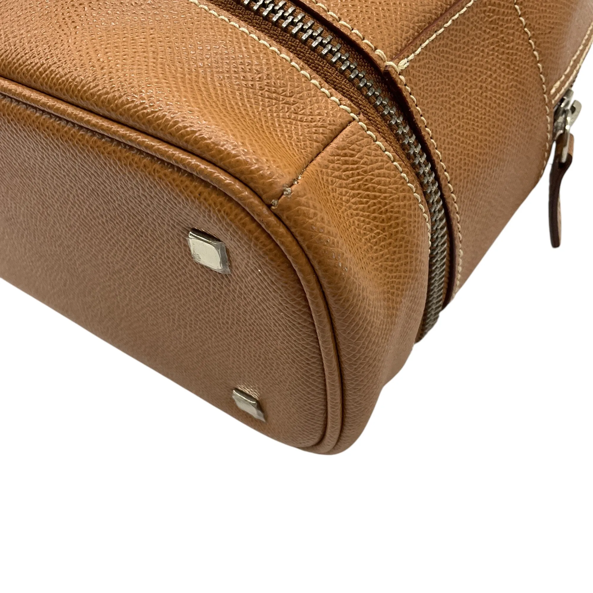 Jean Paul Gaultier Tan Pebbled Leather Double Top Handle Bag