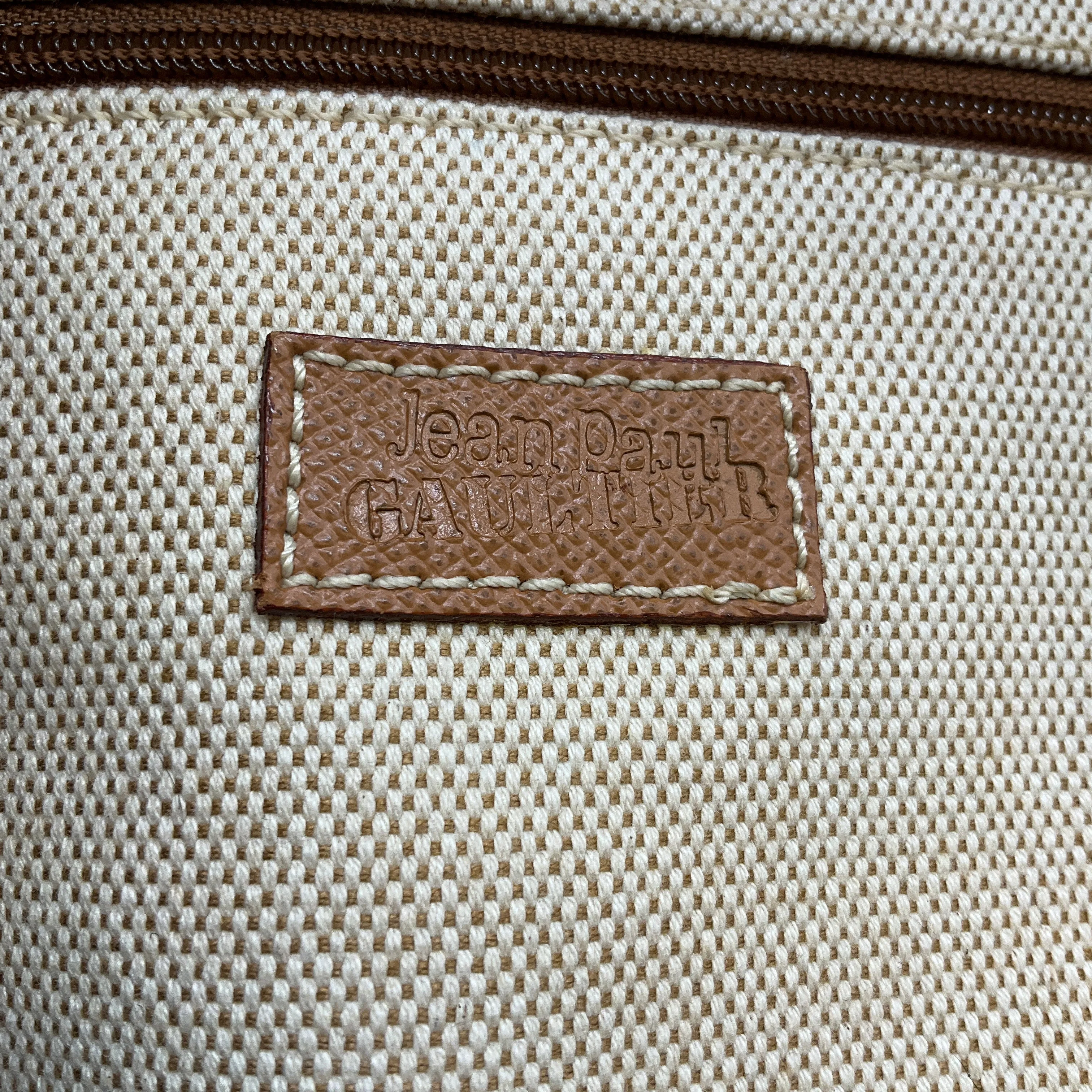 Jean Paul Gaultier Tan Pebbled Leather Double Top Handle Bag